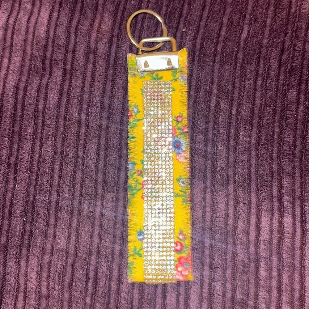 Frayed Rhinestone Wristlet Keychain. - Picture 1 of 2